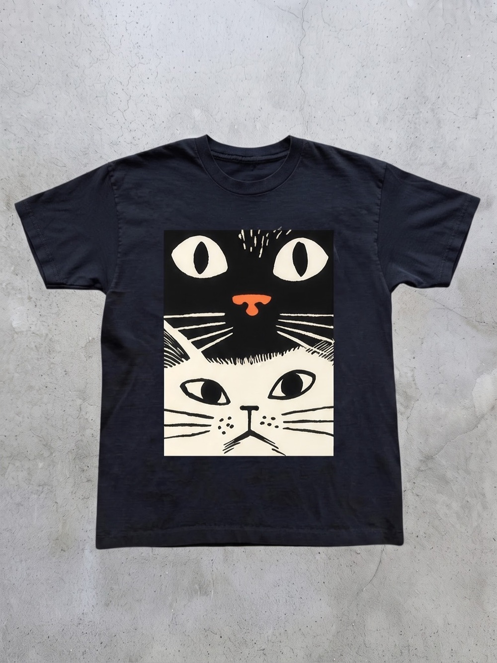 Gildan Cat Black Graphic Tee with Cat Face
Design